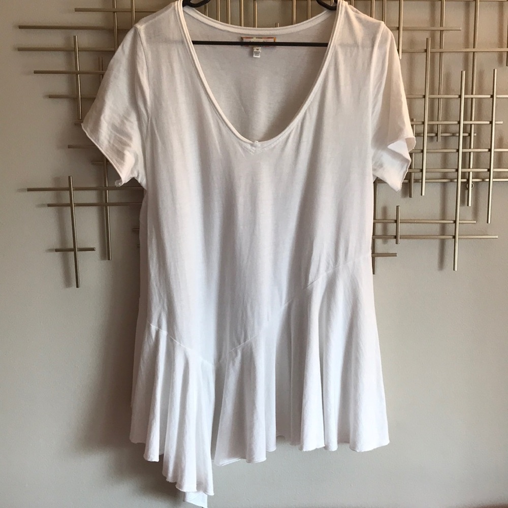 Anthropologie flowy white tee